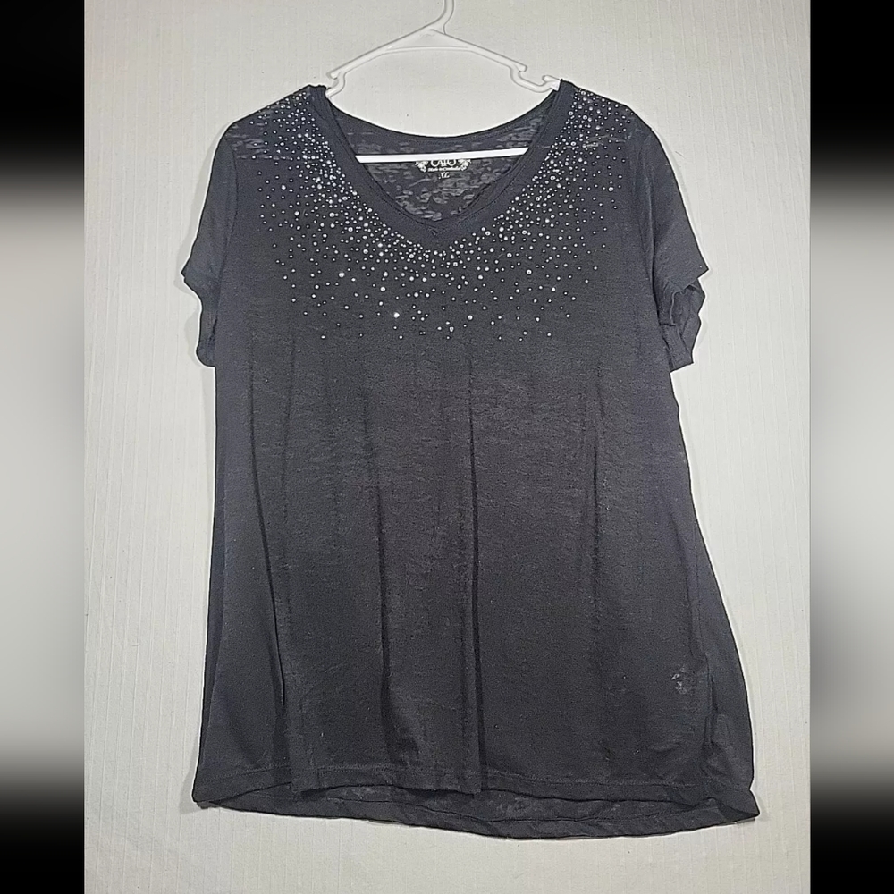 Cato Womens Black Top with Studs Size XL